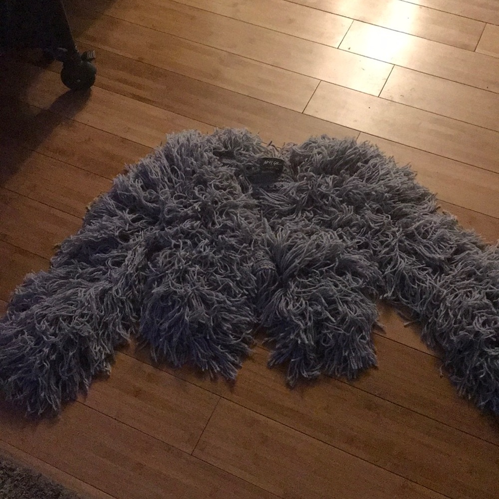Grey shaggy sweater coat ( nasty gal brand)